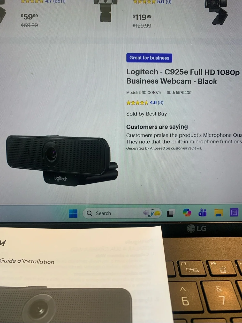 Logitech C925e Webcam - Black / Silver Accents